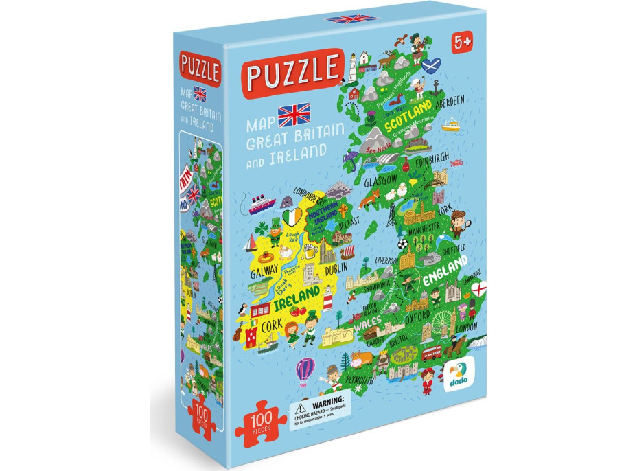 DODO Puzzle Mapa Veľkej Británie a Severného Írska 100 dielikov