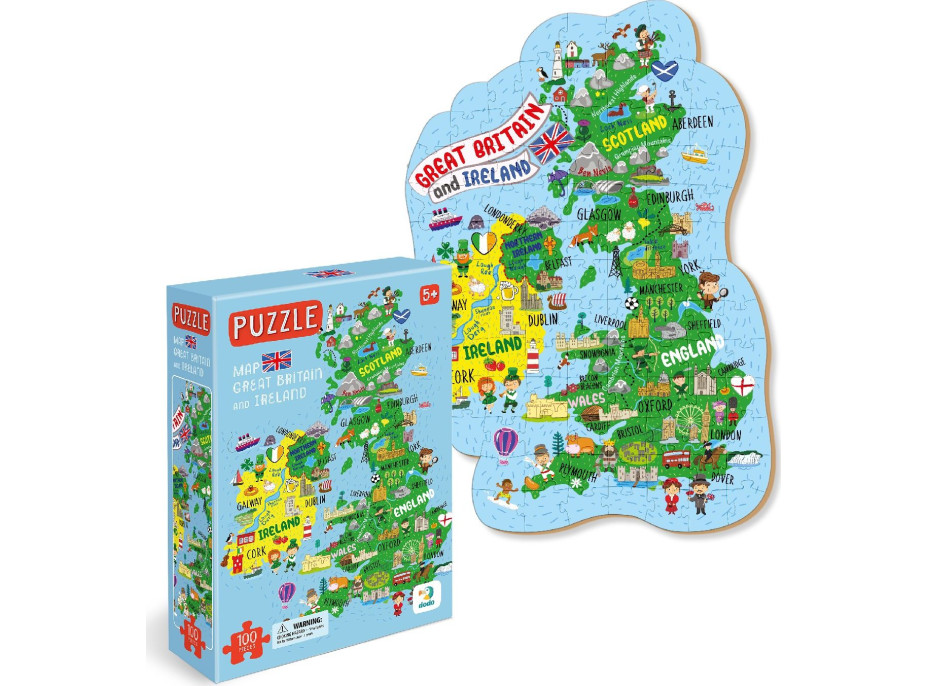 DODO Puzzle Mapa Veľkej Británie a Severného Írska 100 dielikov