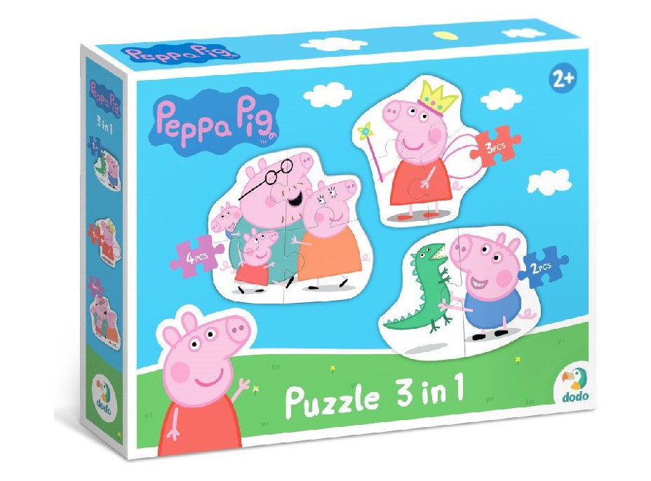 DODO Puzzle Prasiatko Peppa: Rodina 3v1 (2,3,4 dielikov)