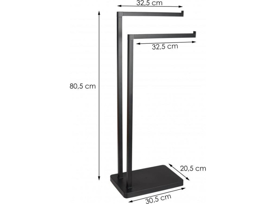 Stojan na uteráky ROOKI - 2 ramenný - čierny
