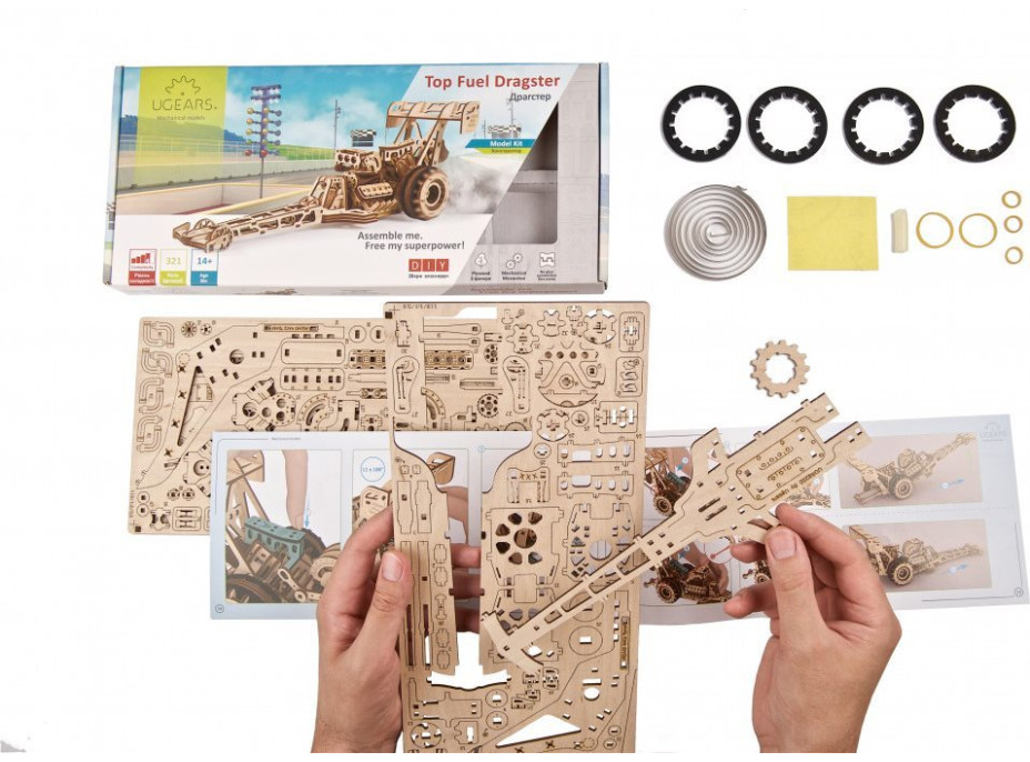 UGEARS 3D puzzle Top Fuel Dragster 321 dielikov