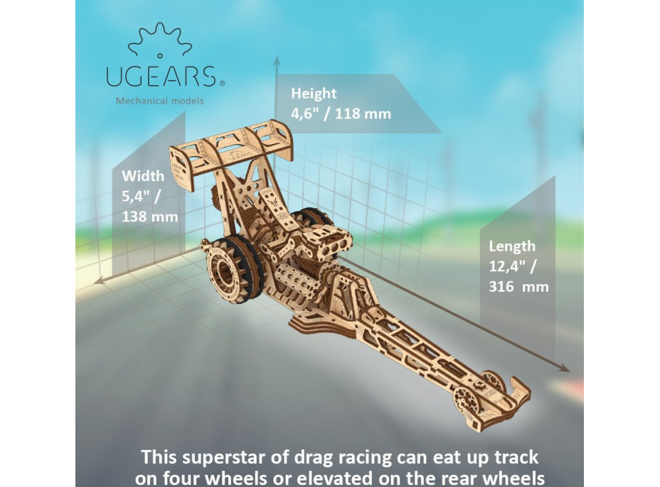 UGEARS 3D puzzle Top Fuel Dragster 321 dielikov