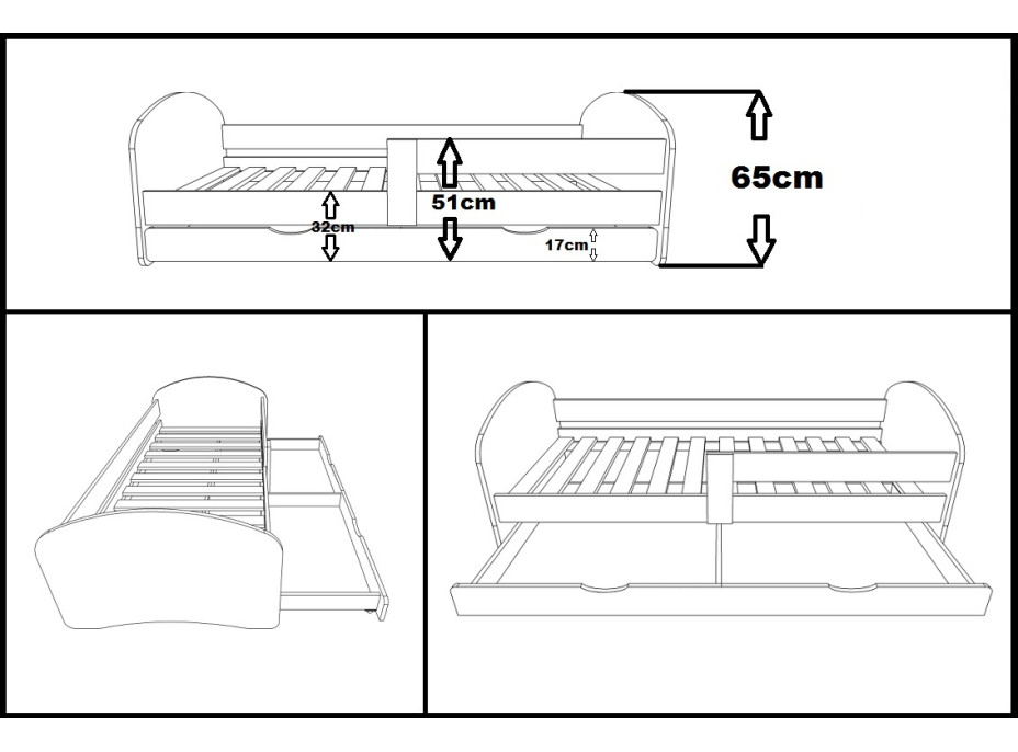 Detská posteľ so zásuvkami bagrista 160x80 cm