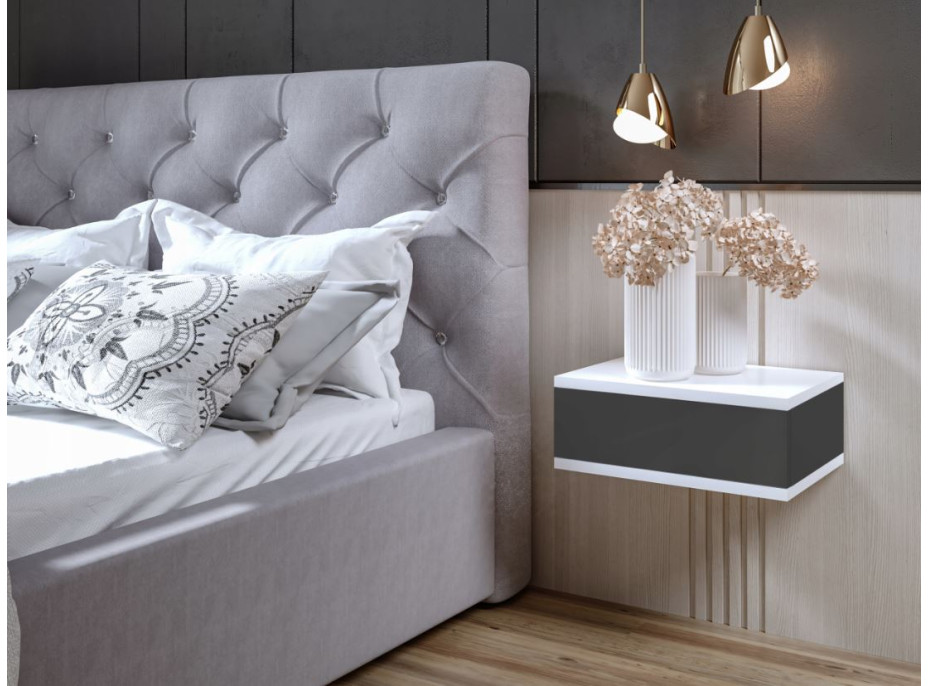 Nočný stolík LOFT - biely/grafitový