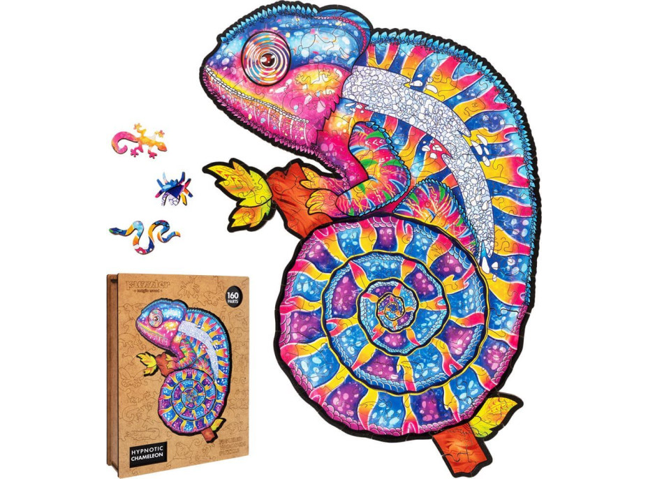 PUZZLER Drevené puzzle Hypnotický chameleón 160 dielikov