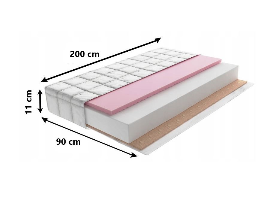 Detský penový matrac MAX RELAX PREMIUM 200x90x11 cm - kokos/pena/HR VISCO