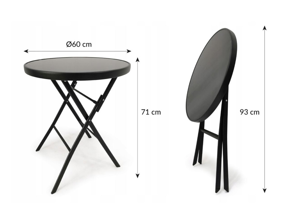 Balkónový okrúhly stôl TASOS 60 cm - čierny