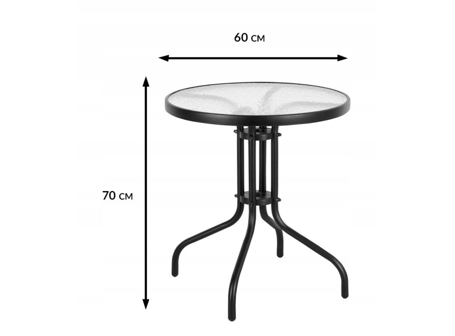Záhradný okrúhly stôl BERGAMO - 60 cm - čierny
