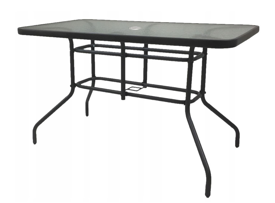 Záhradný stôl BERGAMO s otvorom na slnečník - 120x70x70 cm - čierny