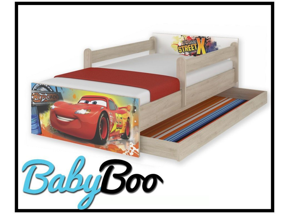 Detská posteľ MAX Disney - AUTA 180x90 cm - so zásuvkou