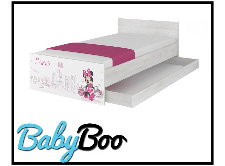 Detská posteľ MAX so zásuvkou Disney - MINNIE PARIS 180x90 cm