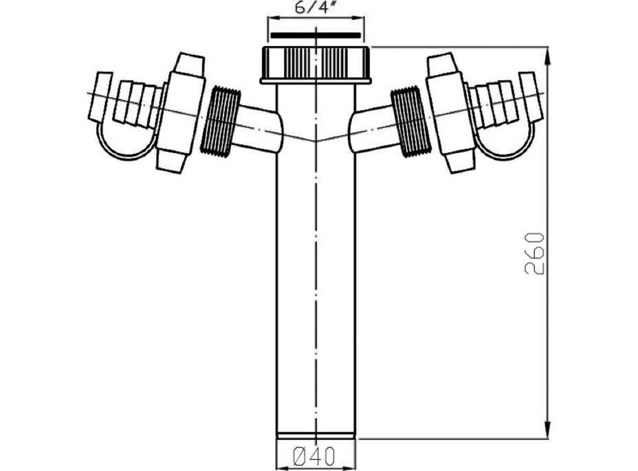 Bruckner Drezová odtoková rúrka 6/4", 2x práčková odbočka, DN40, biela 155.136.0