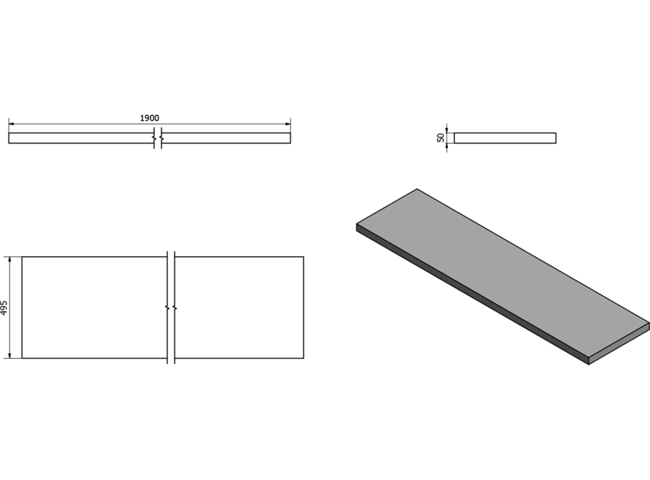 Sapho AVICE doska 190x50cm, dub Rover AV194