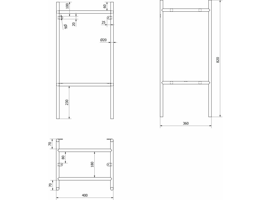 Sapho PUNO podstavec pod umývadlo 400x820x360mm, čierna SKA570-2