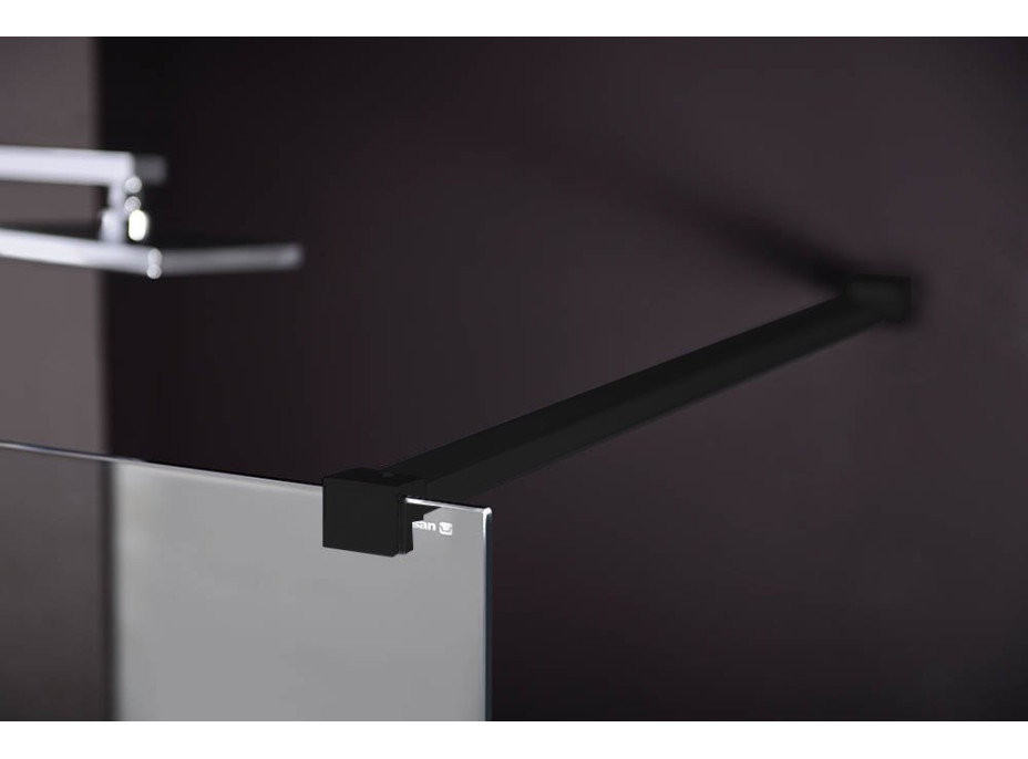 Polysan MODULAR SHOWER BLACK jednodielna zástena pevná na inštaláciu na stenu, 900 mm MS1-90B