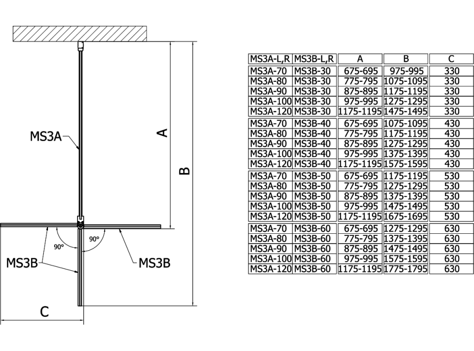 Polysan MODULAR SHOWER stena na inštaláciu na stenu, pre pripojenie otočného panelu, 1000 mm MS3A-100