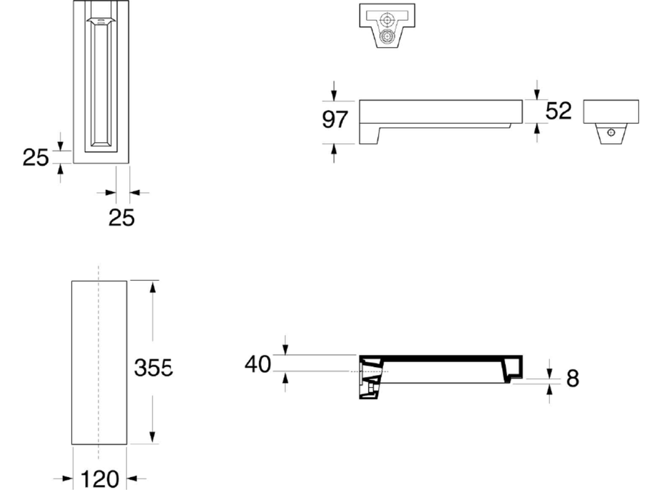 Kerasan INKA odkladná keramická doska 12x35, 5cm, biela mat 341530