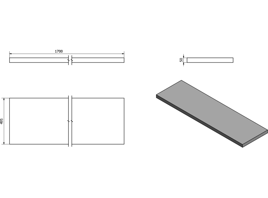 Sapho AVICE doska 170x50cm, dub Rover AV174