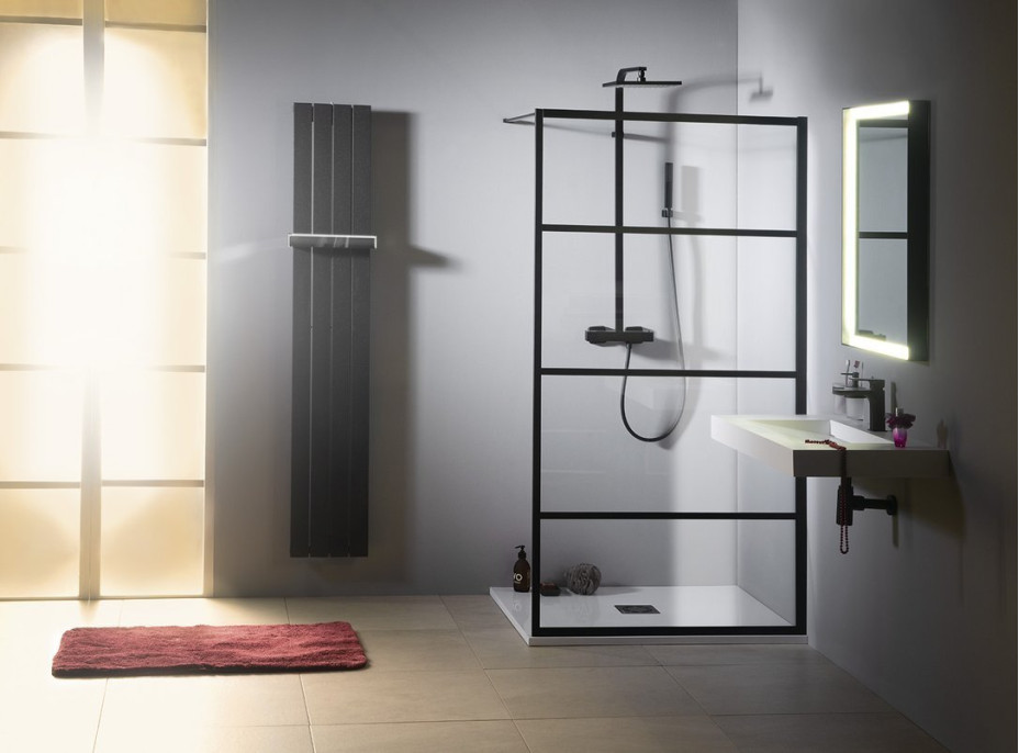 Gelco CURE BLACK sprchová zástena 1100mm, číre sklo CB110