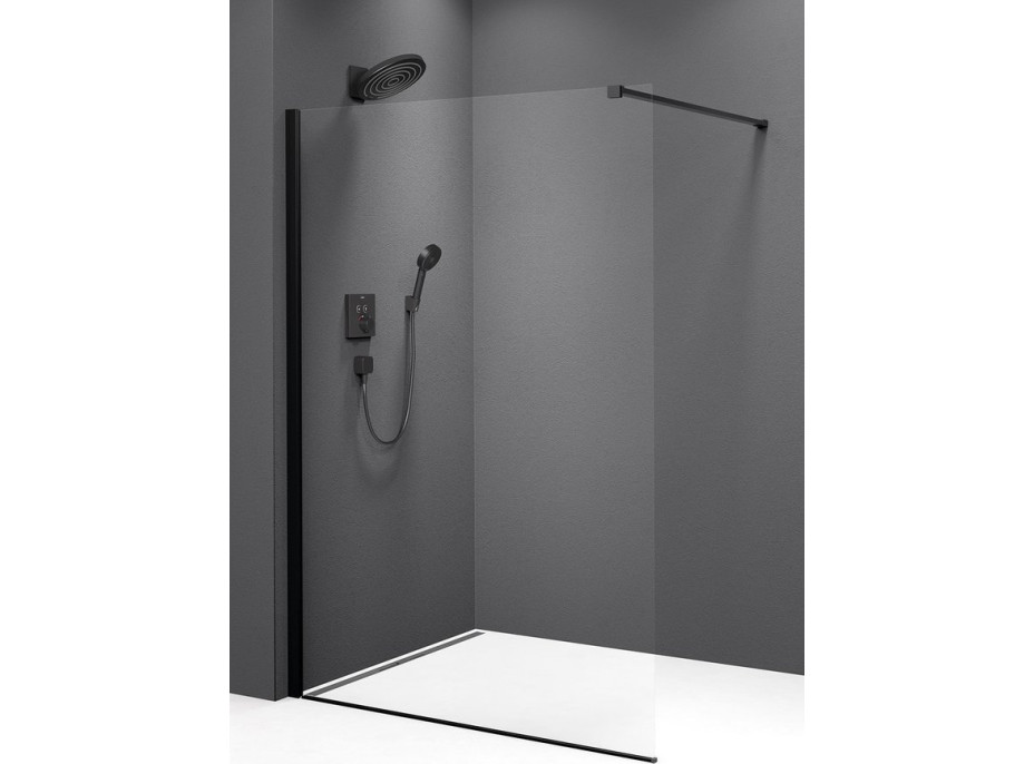 Polysan MODULAR SHOWER BLACK jednodielna zástena pevná na inštaláciu na stenu, 1100 mm MS1-110B