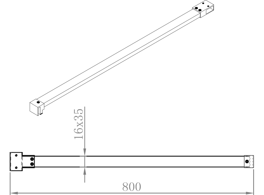 Polysan Doplnková vzpera k MSBR1, 800 mm, chróm MSBR4