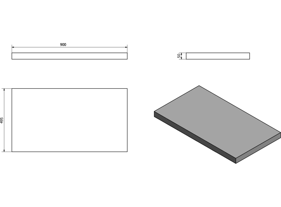 Sapho AVICE doska 90x50cm, dub Rover AV094