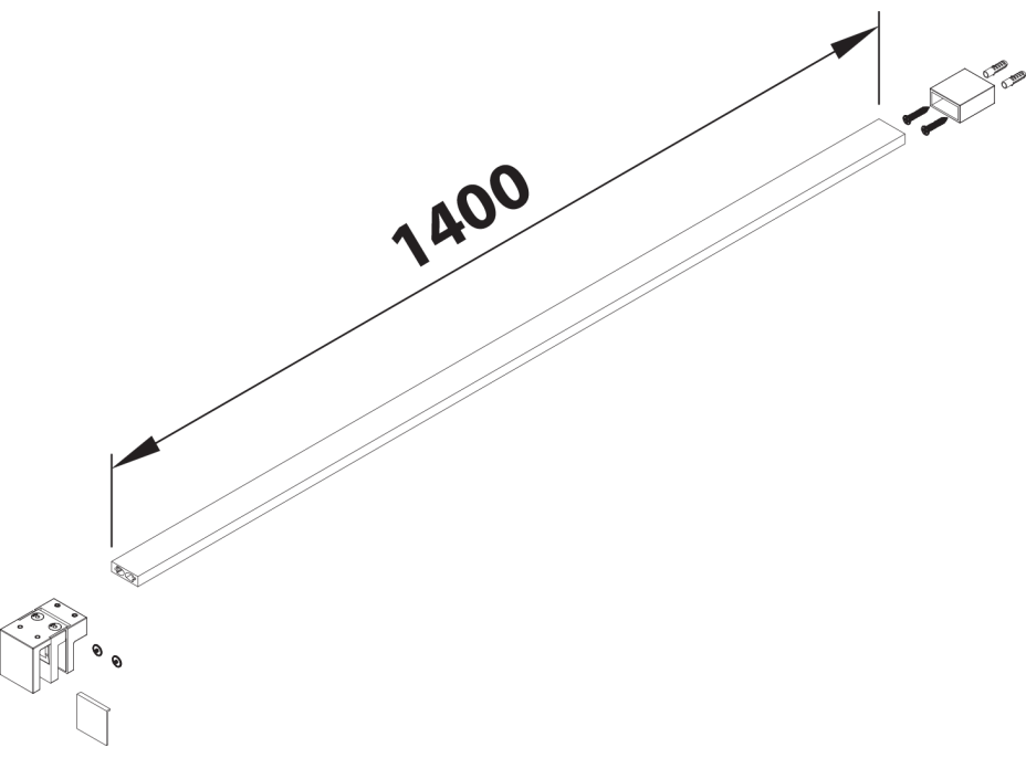 Polysan Vzpera k MS5 kolmá, 1400 mm, čierna RL840B