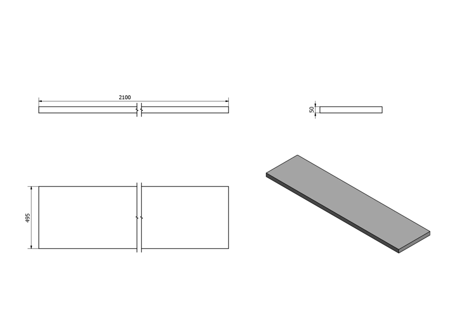 Sapho AVICE doska 210x50cm, dub starobiely AV215