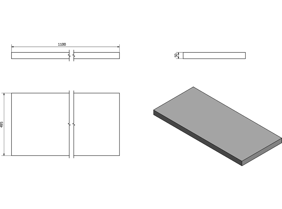 Sapho AVICE doska 110x50cm, dub starobiely AV115