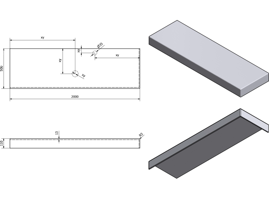 Sapho TAILOR rockstone doska 200x50 cm, prevedenie goliera R TR200R