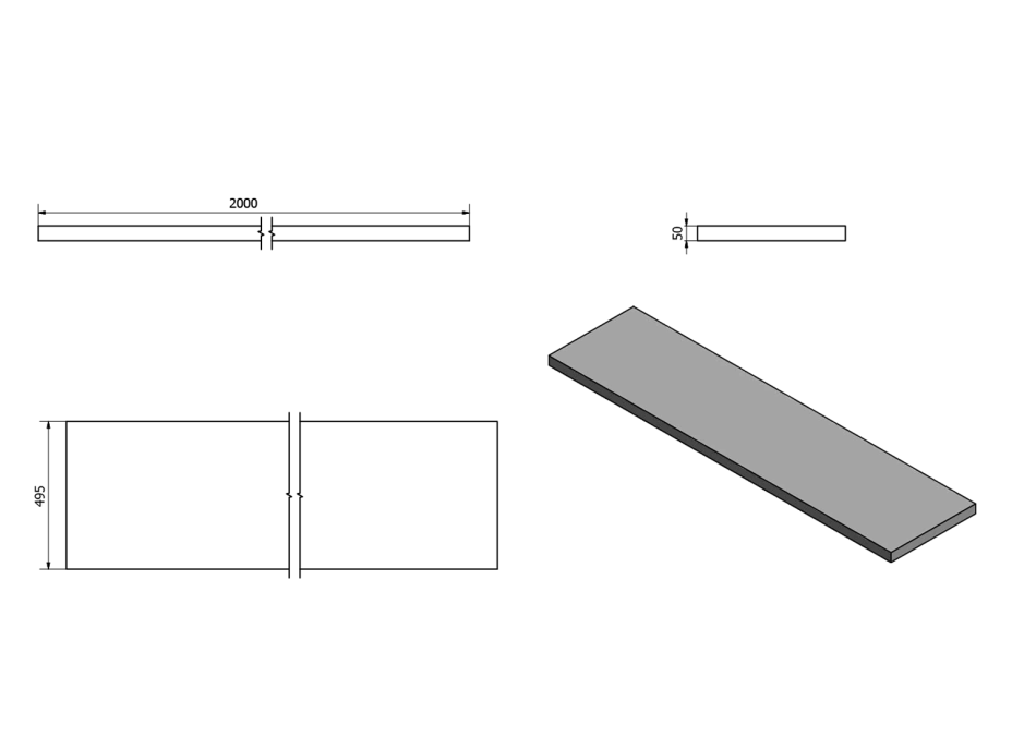 Sapho AVICE doska 200x50cm, dub starobiely AV205