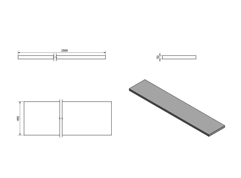 Sapho AVICE doska 250x50cm, dub starobiely AV255