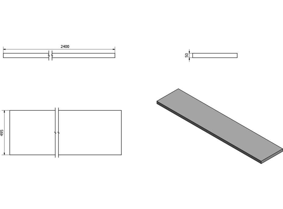 Sapho AVICE doska 240x50cm, dub starobiely AV245