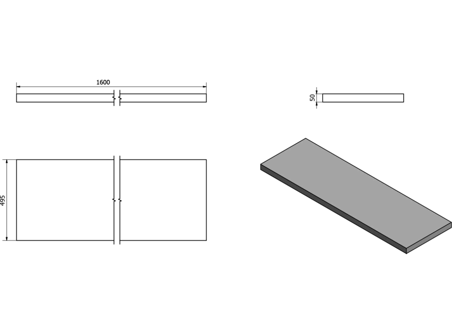 Sapho AVICE doska 160x50cm, dub starobiely AV165