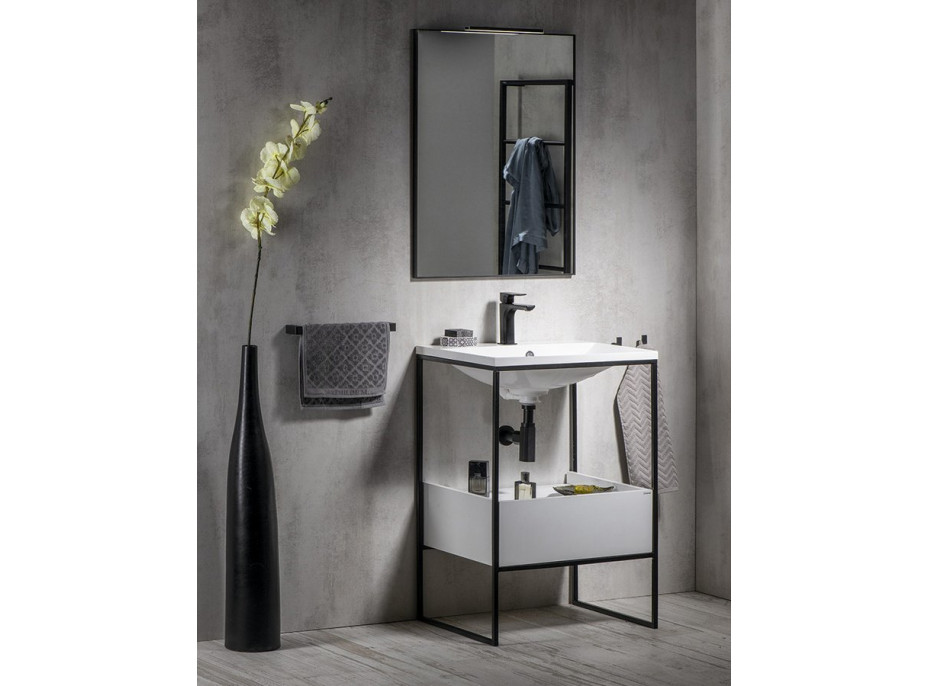 Sapho SKA konzola pod umývadlo so zásuvkou 600x850x460mm, čierna mat/biela lesk SKA601