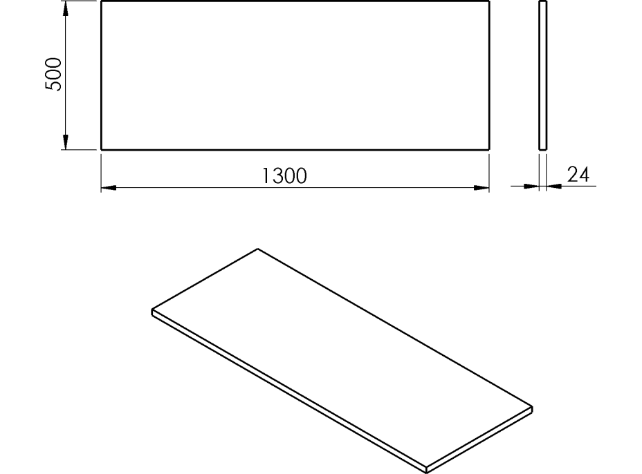 Sapho PLATO doska Rockstone 1300x24x500mm, biela mat PL130-0101