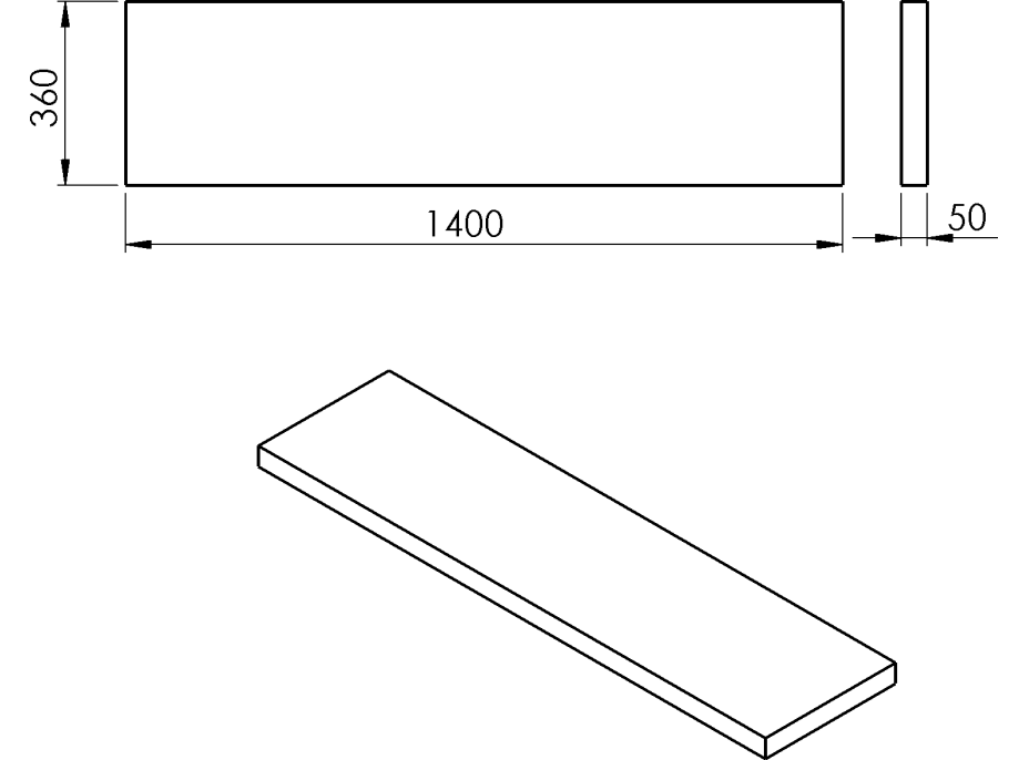 Sapho AVICE doska 140x36cm, cement AV1467