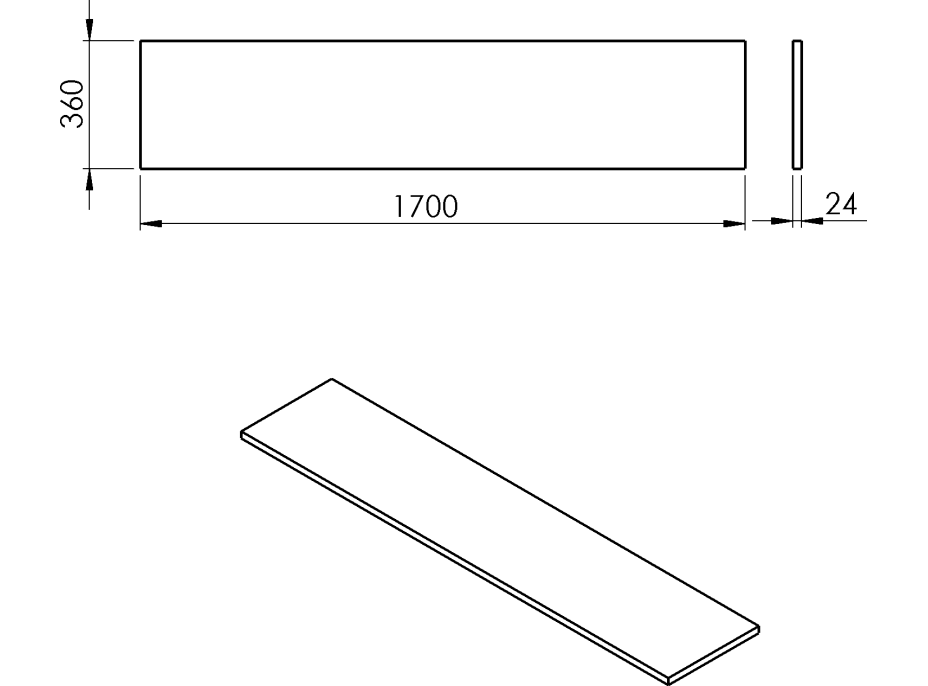 Sapho PLATO doska Rockstone 1700x24x360mm, biela mat PL176-0101