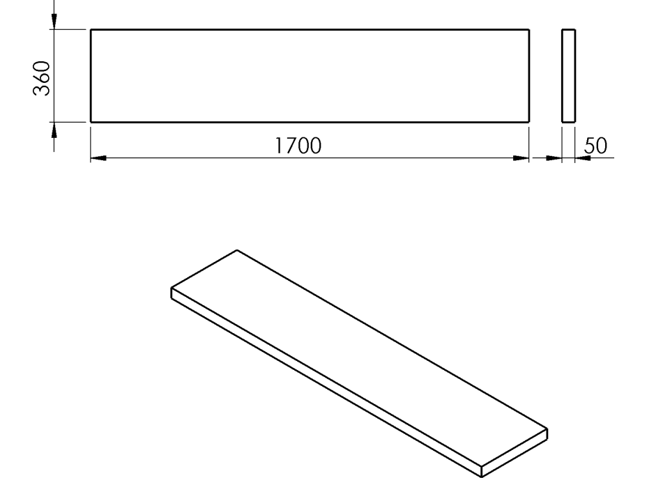 Sapho AVICE doska 170x36cm, dub starobiely AV1765