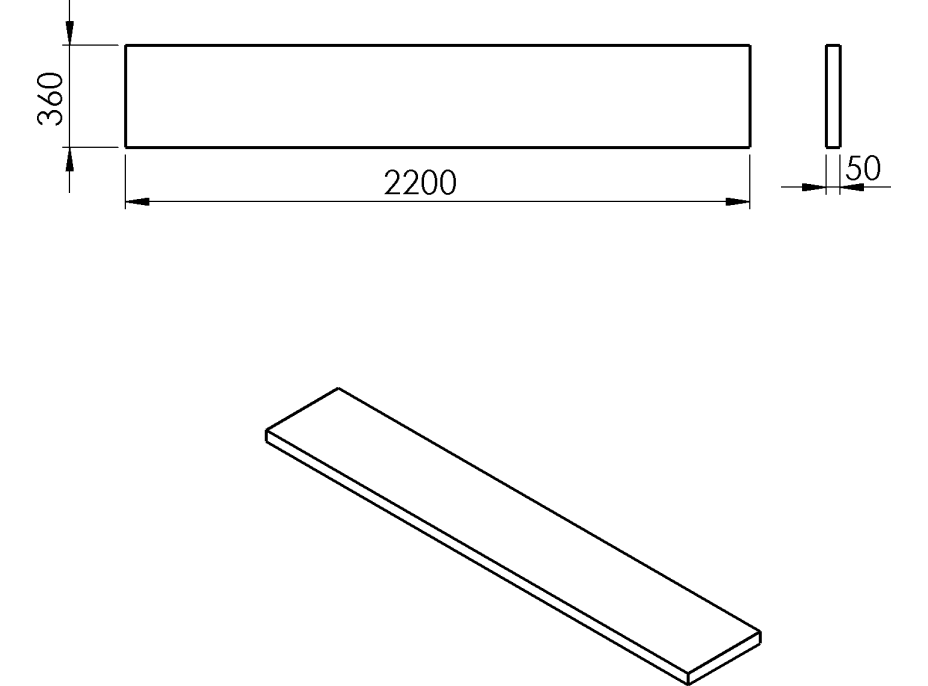 Sapho AVICE doska 220x36cm, aquamarine AV2266