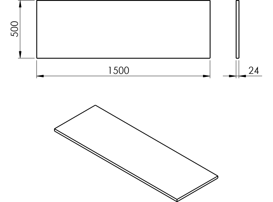 Sapho PLATO doska Rockstone 1500x24x500mm, biela mat PL150-0101