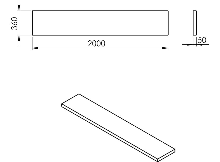 Sapho AVICE doska 200x36cm, dub Rover AV2064