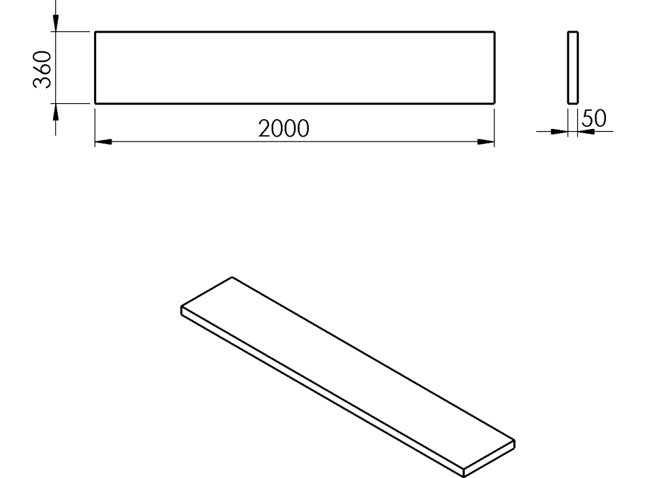 Sapho AVICE doska 200x36cm, dub starobiely AV2065