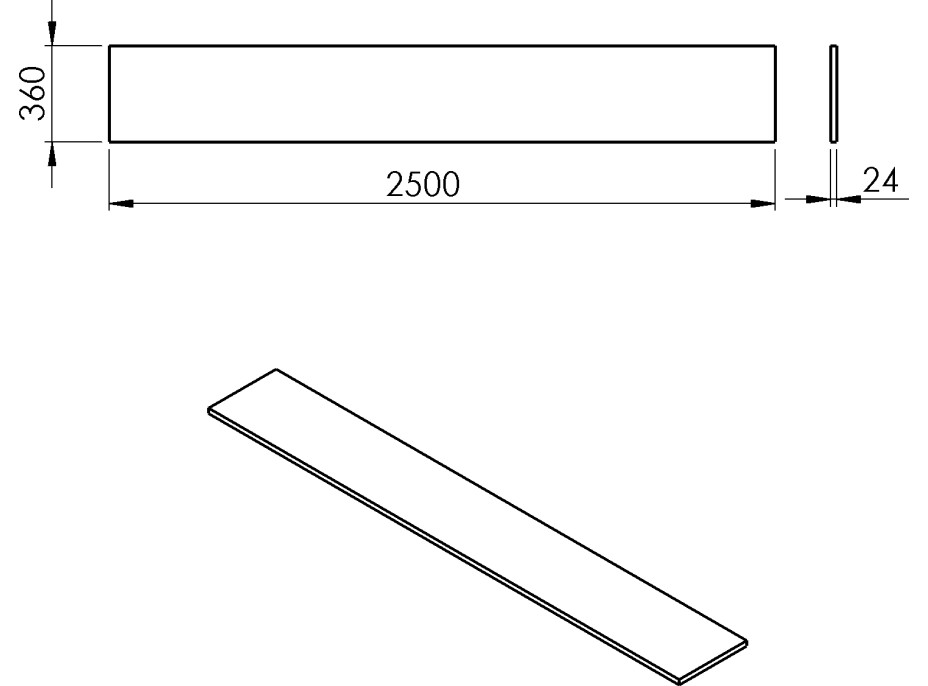 Sapho PLATO doska Rockstone 2500x24x360mm, biela mat PL256-0101