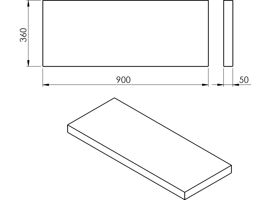 Sapho AVICE doska 90x36cm, cement AV0967