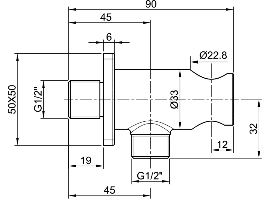 Sapho MINIMAL držiak sprchy okrúhly, pevný, s vyústením, nerez mat MI035