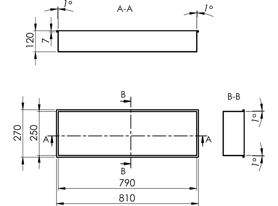 Polysan INSERTA zapustená polica do obkladu, 810x270 mm, nerez, antracit 1301-82B