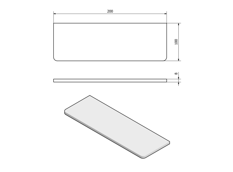 Sapho Police 200x100x8mm, číre sklo 23478