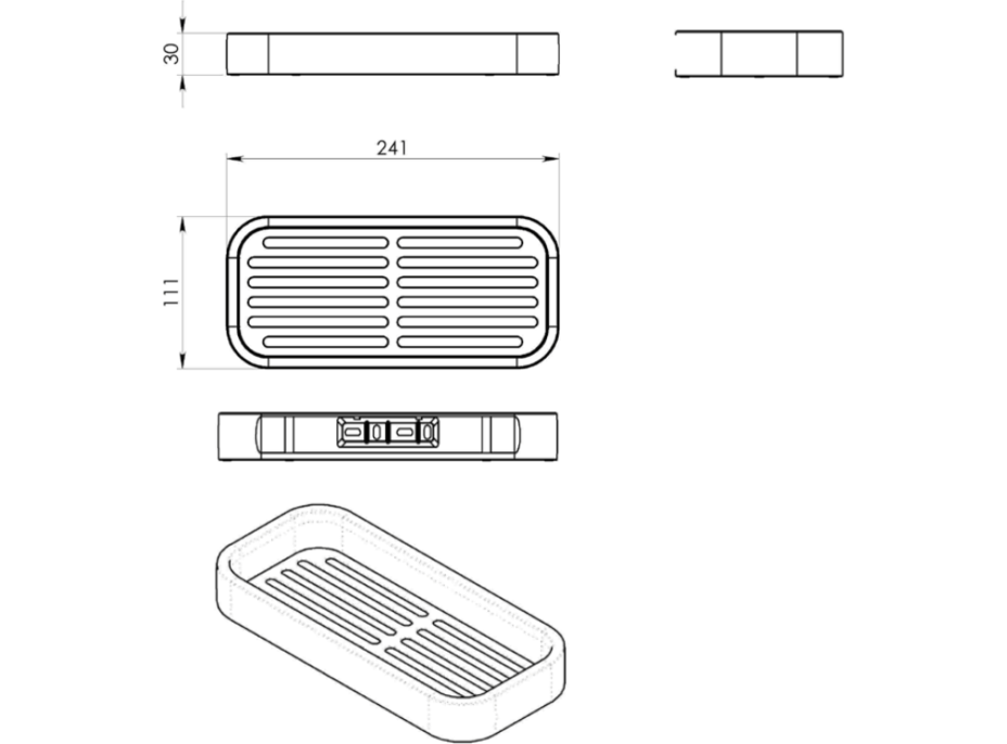 Gedy SMART polica do sprchy, 241x30x111mm, čierna mat 321814