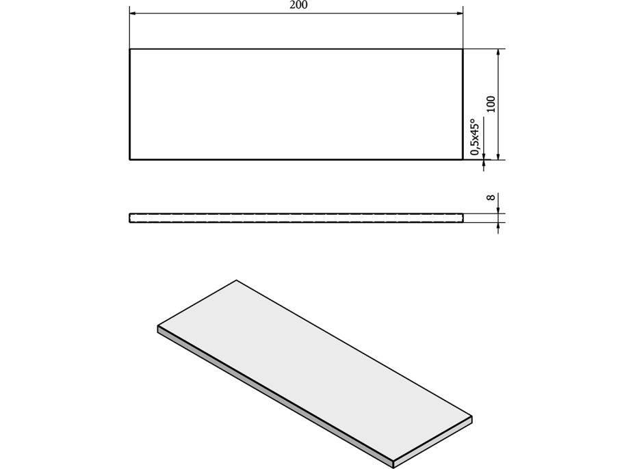 Sapho Police 200x100x8mm, mliečne sklo 22478